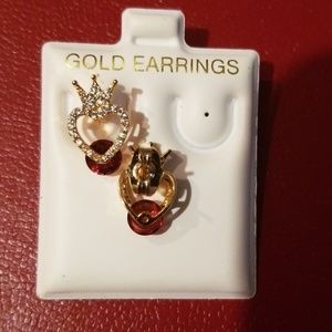 Jewelry - Gold Red Diamond cut fashionable ear stud earrings Jewelry - Gold Red Diamond cut fashionable ear stud earrings